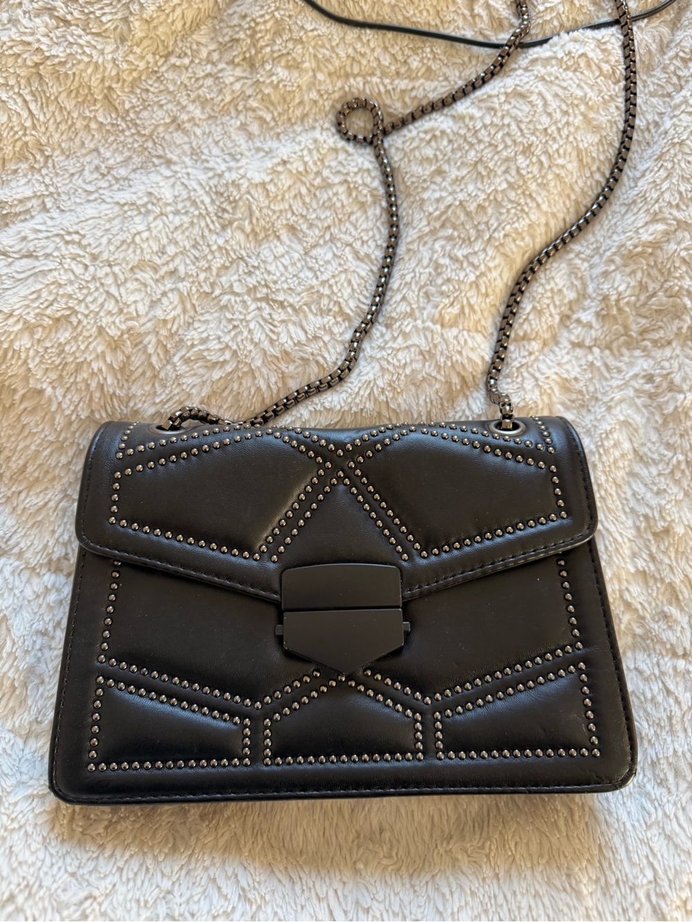 Black Studded Leather Crossbody Bag